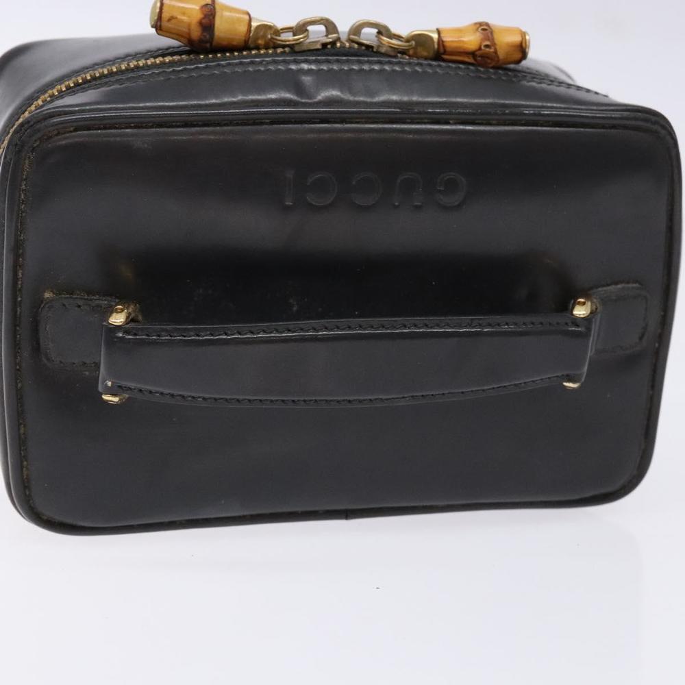 GUCCI Bamboo Vanity Hand Bag Patent leather Navy Gold 032 1705 0151 Auth 139591 - Picture 7 of 16